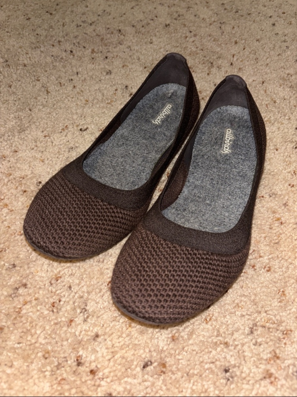 Allbirds Women’s Dark Brown Knit Ballet Flats size 10
